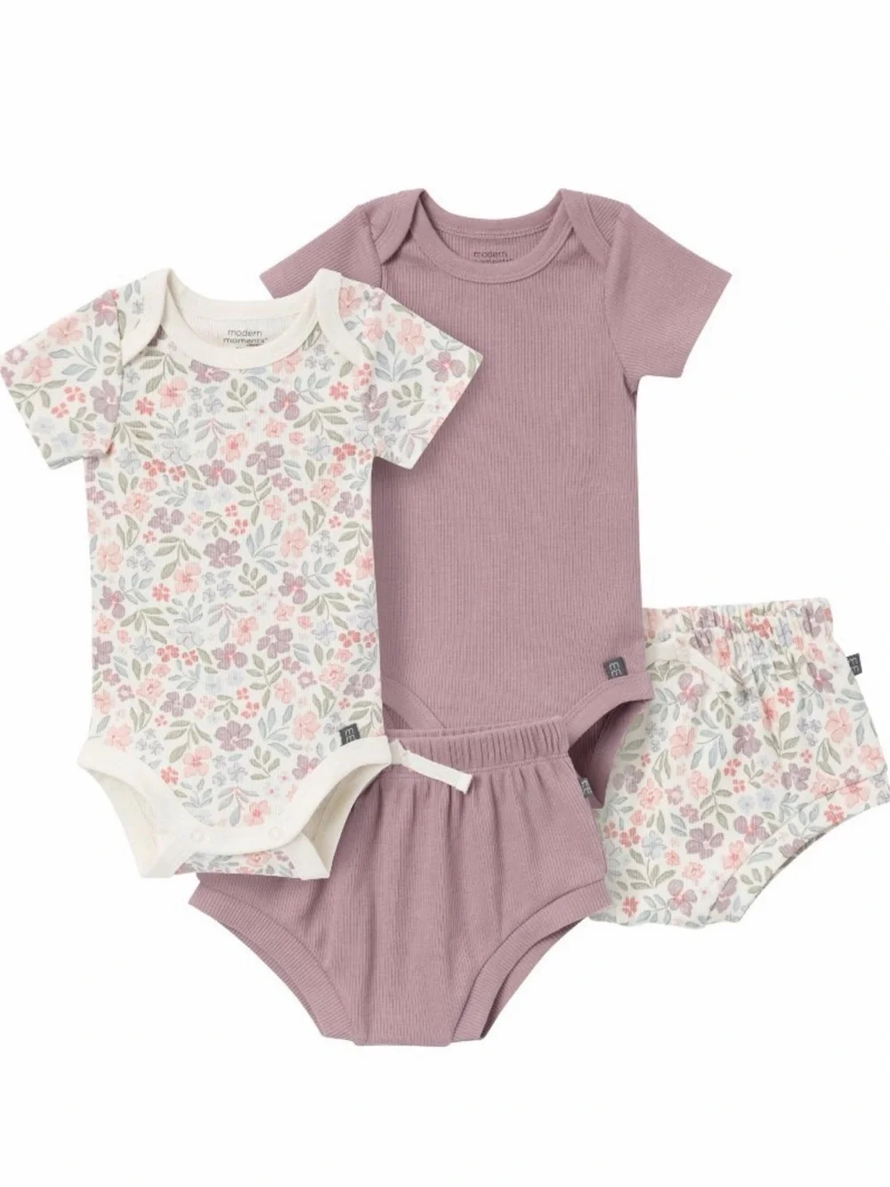 Modern Moments by Gerber 4-pack short sleeve bodysuit/shorts set